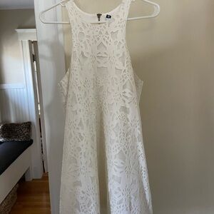 Design Lab Lord & Taylor White Floral Lace Backless Dress